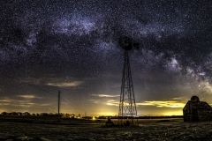 Windmill milky way Iowa farm