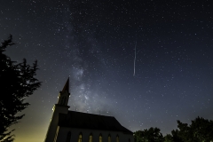 milky way country church meteor