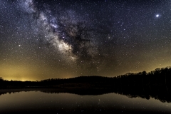 lake milky way Iowa reflections