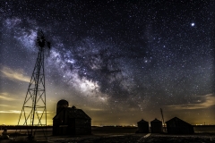 Windmill milky way Iowa farm
