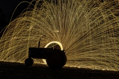 tractor steel wool light painting